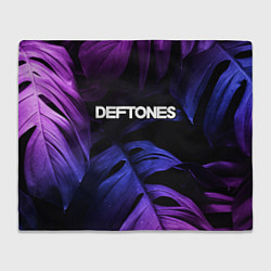 Плед флисовый Deftones neon monstera, цвет: 3D-велсофт