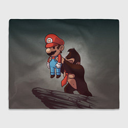 Плед флисовый Марио держит Данки Конг, цвет: 3D-велсофт