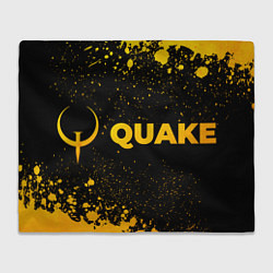 Плед флисовый Quake - gold gradient: надпись и символ, цвет: 3D-велсофт