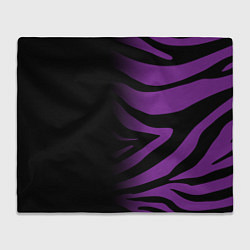 Плед флисовый Фиолетовый с черными полосками зебры, цвет: 3D-велсофт