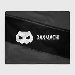 Плед флисовый DanMachi glitch на темном фоне: надпись и символ, цвет: 3D-велсофт