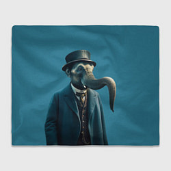 Плед флисовый Слон джентельмен в смокинге и шляпе, цвет: 3D-велсофт