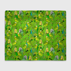 Плед флисовый Зеленые волнистые попугайчики, цвет: 3D-велсофт