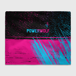 Плед флисовый Powerwolf - neon gradient: символ сверху, цвет: 3D-велсофт