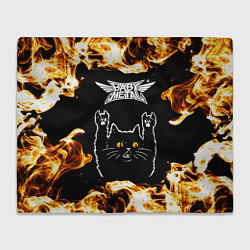 Плед флисовый Babymetal рок кот и огонь, цвет: 3D-велсофт