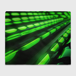 Плед флисовый Green neon abstract, цвет: 3D-велсофт