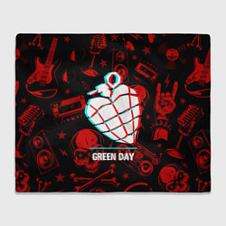 Плед флисовый Green Day rock glitch, цвет: 3D-велсофт