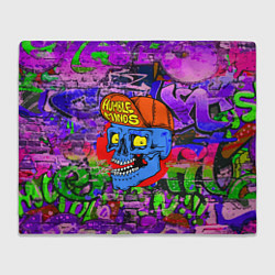 Плед флисовый Humble minds - skull - graffiti, цвет: 3D-велсофт