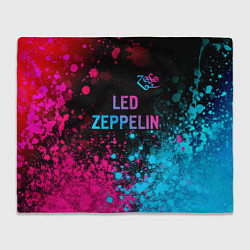 Плед флисовый Led Zeppelin - neon gradient: символ сверху, цвет: 3D-велсофт
