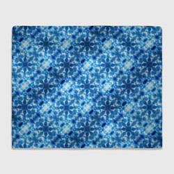 Плед флисовый Светящиеся голубые цветочки, цвет: 3D-велсофт