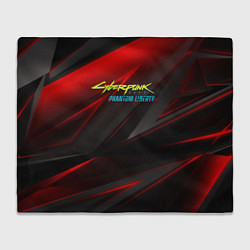 Плед флисовый Cyberpunk 2077 phantom liberty red black logo, цвет: 3D-велсофт