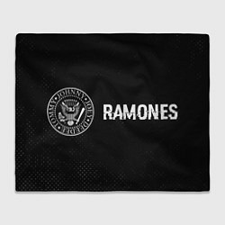 Плед флисовый Ramones glitch на темном фоне: надпись и символ, цвет: 3D-велсофт