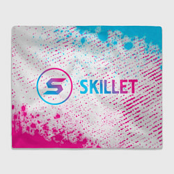 Плед флисовый Skillet neon gradient style: надпись и символ, цвет: 3D-велсофт