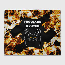 Плед флисовый Thousand Foot Krutch рок кот и огонь, цвет: 3D-велсофт