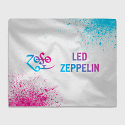 Плед флисовый Led Zeppelin neon gradient style: надпись и символ, цвет: 3D-велсофт