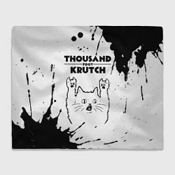 Плед флисовый Thousand Foot Krutch рок кот на светлом фоне, цвет: 3D-велсофт