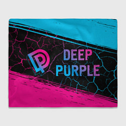 Плед флисовый Deep Purple - neon gradient: надпись и символ, цвет: 3D-велсофт