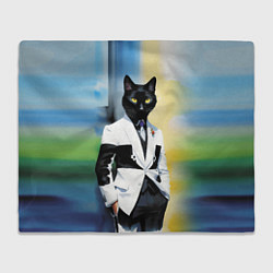 Плед флисовый Cat fashionista - neural network - pop art, цвет: 3D-велсофт