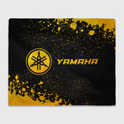 Плед флисовый Yamaha - gold gradient: надпись и символ, цвет: 3D-велсофт
