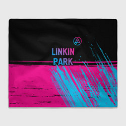 Плед флисовый Linkin Park - neon gradient: символ сверху, цвет: 3D-велсофт