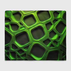 Плед флисовый Объемные зеленые соты, цвет: 3D-велсофт
