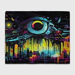 Плед флисовый The eye of cyberpunk, цвет: 3D-велсофт