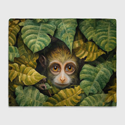 Плед флисовый Маленькая обезьянка в листьях, цвет: 3D-велсофт