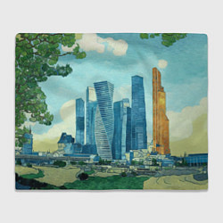 Плед флисовый Москва-сити Ван Гог, цвет: 3D-велсофт
