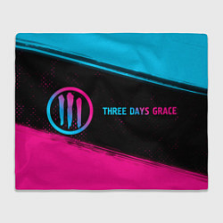 Плед флисовый Three Days Grace - neon gradient: надпись и символ, цвет: 3D-велсофт