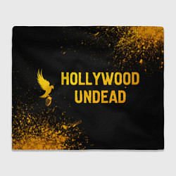 Плед флисовый Hollywood Undead - gold gradient: надпись и символ, цвет: 3D-велсофт