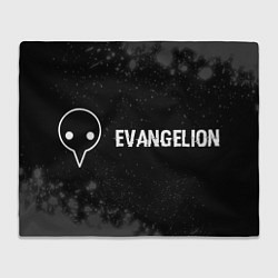 Плед флисовый Evangelion glitch на темном фоне: надпись и символ, цвет: 3D-велсофт