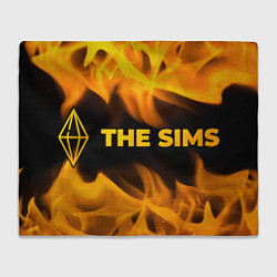 Плед флисовый The Sims - gold gradient: надпись и символ, цвет: 3D-велсофт