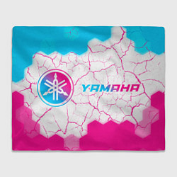 Плед флисовый Yamaha neon gradient style: надпись и символ, цвет: 3D-велсофт