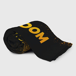 Плед флисовый Doom - gold gradient: надпись и символ, цвет: 3D-велсофт — фото 2