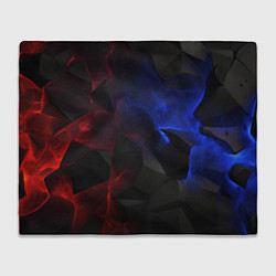 Плед флисовый Синие черные красные плиты, цвет: 3D-велсофт