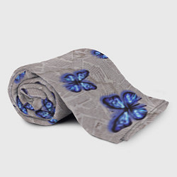 Плед флисовый Газетные обрывки и синие бабочки, цвет: 3D-велсофт — фото 2