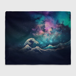 Плед флисовый Космическая Большая волна в Канагаве, цвет: 3D-велсофт