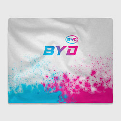 Плед флисовый BYD neon gradient style: символ сверху, цвет: 3D-велсофт