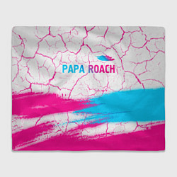 Плед флисовый Papa Roach neon gradient style: символ сверху, цвет: 3D-велсофт