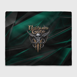 Плед флисовый Baldurs Gate 3 logo green geometry, цвет: 3D-велсофт