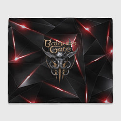 Плед флисовый Baldurs Gate 3 logo black red, цвет: 3D-велсофт