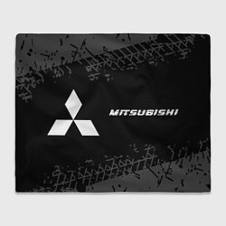 Плед флисовый Mitsubishi speed на темном фоне со следами шин: на, цвет: 3D-велсофт