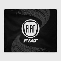 Плед флисовый Fiat speed на темном фоне со следами шин, цвет: 3D-велсофт