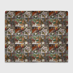 Плед флисовый Милые иллюстрации коллаж, цвет: 3D-велсофт