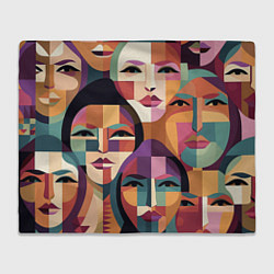 Плед флисовый Геометрические портреты девушек, цвет: 3D-велсофт