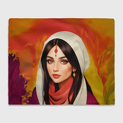 Плед флисовый Нейросеть - индийская принцесса, цвет: 3D-велсофт