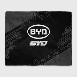 Плед флисовый BYD speed на темном фоне со следами шин, цвет: 3D-велсофт