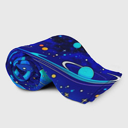 Плед флисовый Мультяшный космос темно-синий, цвет: 3D-велсофт — фото 2