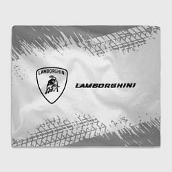 Плед флисовый Lamborghini speed на светлом фоне со следами шин:, цвет: 3D-велсофт