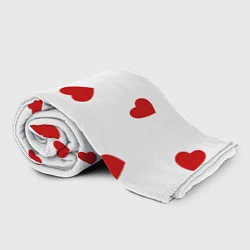 Плед флисовый Красные сердечки на белом, цвет: 3D-велсофт — фото 2